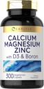 Carlyle Calcium Magnesium Zink D3 - 124; 300 Caplets - 124; med Bor - 124; Vegetar, Non- GMO & Gluten Free Supplement