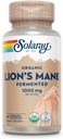 SOLARAY Organic Lions Mane Supplement kapsler - Giver 1000 mg af Lions Mane Organic Mushrooms, Gæret for forbedret absorption - Vegan, 60- Day Garanti, Lab Verified, 30 Servere, 60 VegCaps