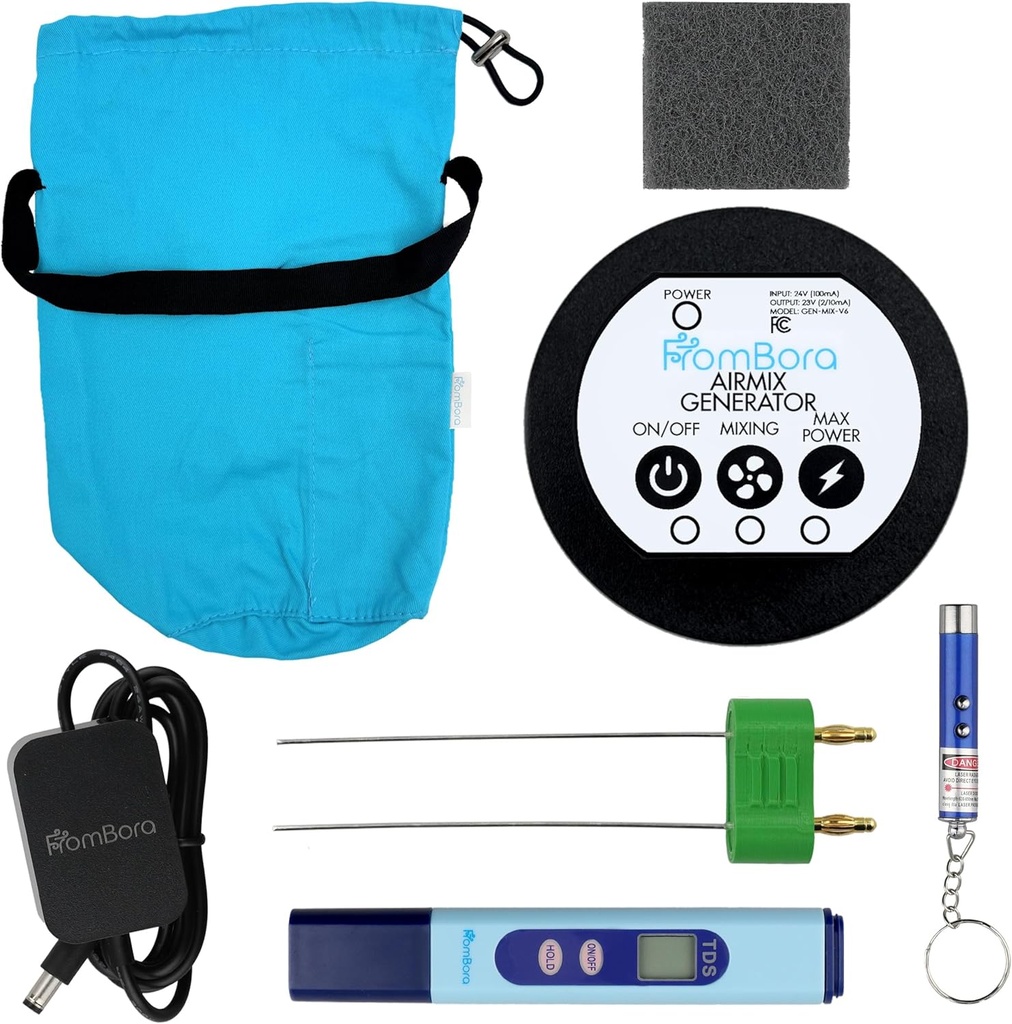 Colloidal Sølv Generator Kit - 99,99% (Ag) Rods, TDS Meter Colloidal Sølv Machine, Impure Water Indicator, Vand Ionizer Machine for Home, Travel Bag, AirMix