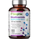 biophix B-3 Nicotinamid 500 mg 180 Caps - Nicotinsyre Niacin Natural Flush- Free Vitamin Formel - Understøtter hud celle sundhed