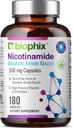 biophix B-3 Nicotinamid 500 mg 180 Caps - Nicotinsyre Niacin Natural Flush- Free Vitamin Formel - Understøtter hud celle sundhed