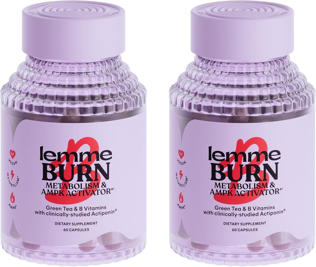Lemme Burn Belly Fat Kapsler, Klinisk Studerede AMPK Metabolic Activator Actiponin Jiaogulan, 50% EGCG Green Tea Extract, Vitamin B6, Methyl B12 for mænd og kvinder - 60 Greve (Pack of 2)