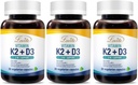 Lovita Vitamin K2 + D3, 400 IE Vegan Vitamin D3 & 120 mcg Vitamin K2 (MK- 7), 2 i 1 Formel, immunvitamin kompleks, understøtter dit hjerte, tænder og immunfunktion, 30 Vegetariske kapsler (pakke med 3)