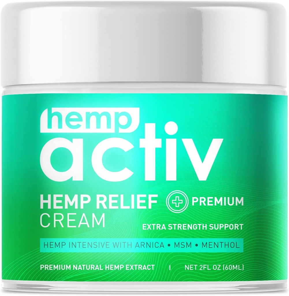 Hamp Cream med menthol, MSM & Arnica - letvægts, Fast- Absorbing Moisturizing Cream - Genopfriskning, non-Greasy Formel for Nourised Skin - 2 Fl Oz