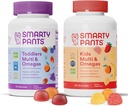 SmartyPants Toddler og Kids Multivitamin Gummies Bundle: Omega 3 Fish Oil (EPA / DHA), Vitamin D3, C, Vitamin B12, B6, A, K & Zink, Biotin, Gluten Free, Three Fruit Flavors (30 dages forsyning)