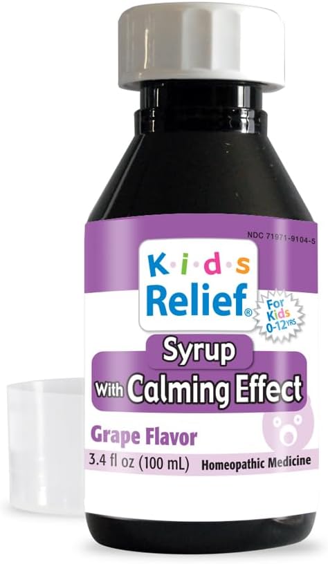 Kids Relief Syrup med beroligende effekt, for børn 0- 12 år, Grape Flavor, Gluten og Dye Free, Ingen tilsat sukker, 3.4 oz