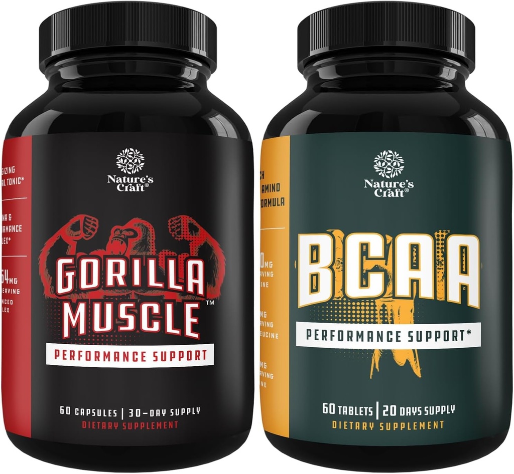 Bundle of Extra Strength Test Booster for mænd og Branch Chain Aminosyrer Supplement - - Natural Energy Supplement for mænd med Horny Geat Weed - Post Workout Muscle Recovery og Muscle Growth Suppor