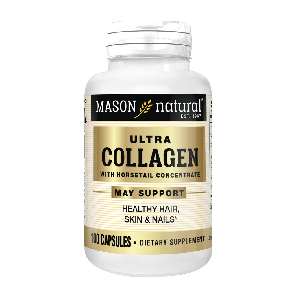 MASON NATURAL Ultra Collagen kapsler, 100% Pure Hydrolyzed Collagen supplement til sund hud, hår, negle & Joints, 100 Greve, 50 dages forsyning