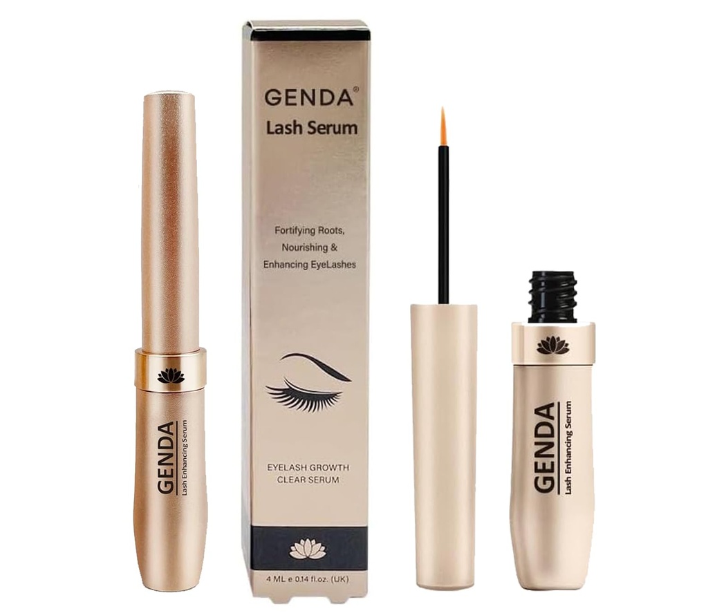GENDA Eyelash Growth Serum til tykkere, stærkere og længere øjenvipper, grow Fuller og voluminøse udseende og brokker med nærende og berigende rødder til chicks, Vegan og grusomme fri (4 ml)