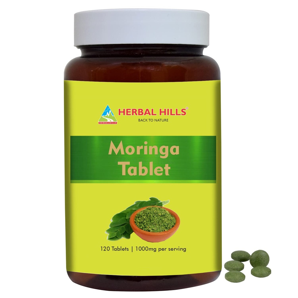 HERBAL HILLS Moringa Tablets 120 Count (1000 mg)