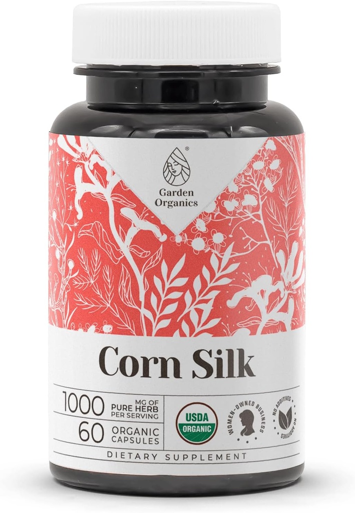 Majs Silk USDA Økologisk 60 Kapsler; 124; High- potency Natural Supplements 124; Certified Organic Vegetar Kapsler og Organic Corn Silk (Zea Mays) Tørret Silk (60 Kapsler)