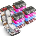 Sabary 16 Pcs Travel Pill Arrangører med 10 Compartments Transportable Weekly Small Pill Cases Daily Fish Oil Vitaminer Medicine Box Dispensere til Pocket Purse Medicine Organizer Essentials (Stilfuld farve)