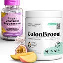 ColonBroom Psyllium Husk Powder Sugar Craving Suppressant - Chrom Picolinate 200mcg, 2 Genstande - Colon Cleanser Fiber Supplement (50 Servere) + Sugar Craving Suppressant (60 Servere)