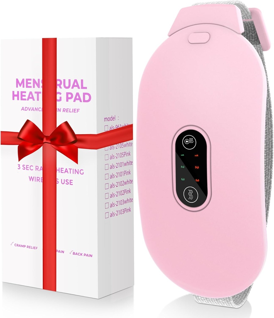 Opvarmning Pads, Glyduny Periode Krampe Massør Portable Cordless Opvarmning Pad med 6 Varmeniveauer og 6 Massage Modes til Rygsmerter Relief Menstruel Opvarmning Pad (Pink)