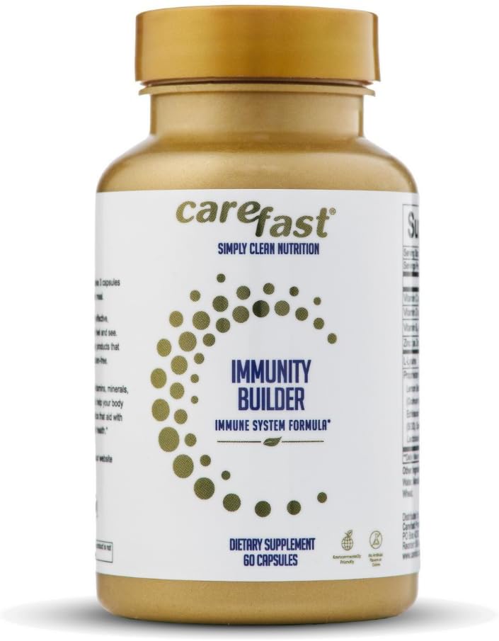 Immunity Builder Kosttilskud - 60 Naturlige Veganske Kapsler - Vitaminer C, B6, D, Elderberry Extract & Zink - Immunsystemet Support Booster til mænd, kvinder, seniorer