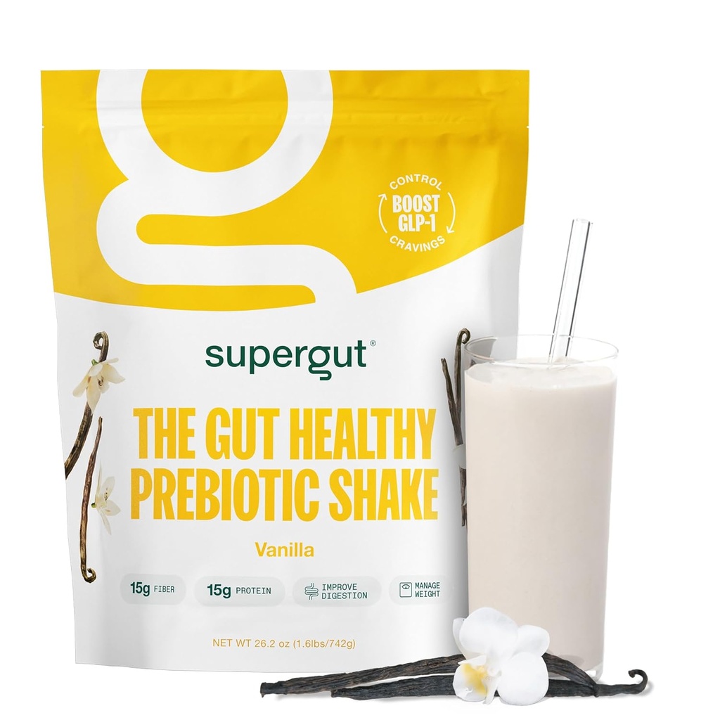Supergut Prebiotic Shakes - 124; Meal Erstatning - 124; Boost GLP-1 - 124; High Protein - og Fiber - 124; Ingen tilsat sukker - 124; Keto Food, Meal, Snack (Vanilla, 14 portioner)