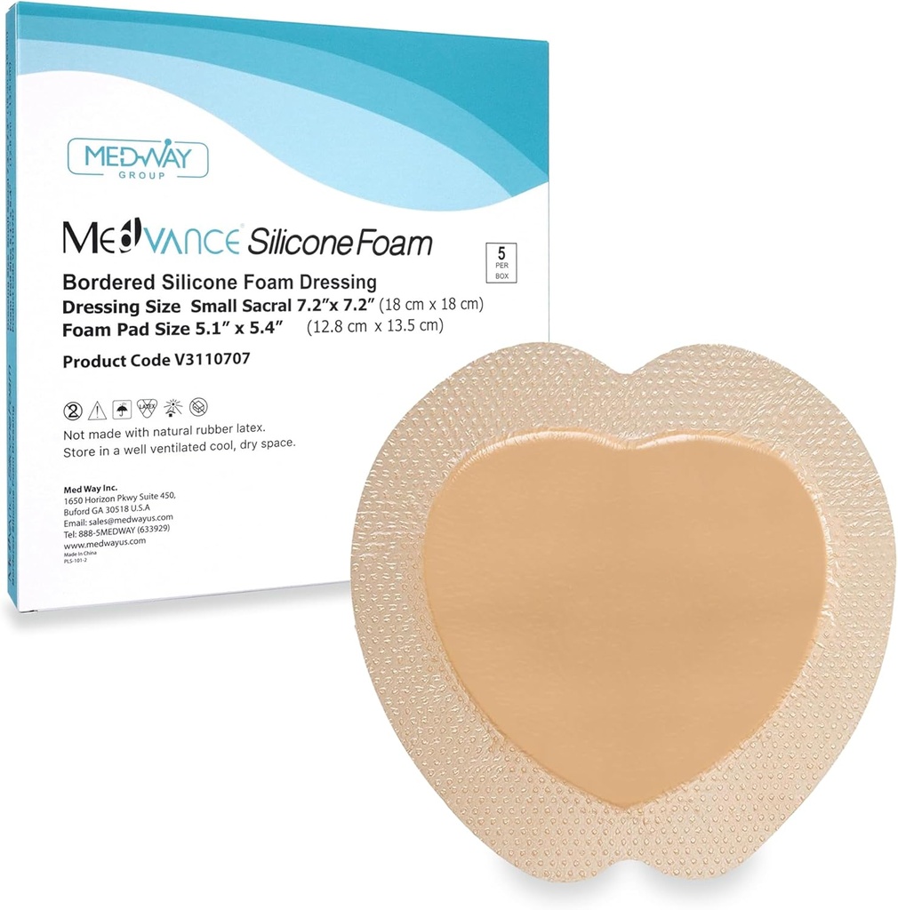 MedVance TM Silicone - Bordered Silicone Adhesive Foam Dressing Sacral Størrelse 7 "x 7" Æske med 5 bandager