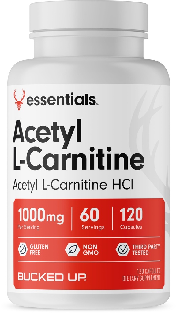 Bucked Up Acetyl L- Carnitin 1000mg Per Servering, Understøtter Brain Function Essentials (60 Servere, 120 Kapsler)