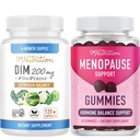 Menopause Support Gummies Plus 200mg DIM Supplement for Enhanced Estrogen Balance for Women | Vegetarian Gluten Free Hormone Balance Gummies (30 Servings) & Diindolylmethane Capsules (120 Servings)