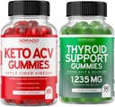 Keto ACV Gummies (60 Greve) Advanced Weight Loss Formel og Thyroid Support (90 Greve) Support Supplement med Ashwaganda, Jod, Bladerwrack, Kelp & Schisandra - Non- GMO, Vegan & Made i USA