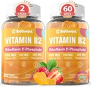 Vitamin B2 Gummies • 124; Riboflavin 400mg til voksne og børn • 124; med Magnesium & CoQ10 til energi & migræne - Relief • 124; Sugar Free B2 Vitamin VIT B • 124; Non GMO, Vegan, 120 Counts