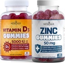 NY ALDER Immunforsvar Combo - 2 Pack - D3-vitamin Gummies 5000 IE 125mcg & høj potens Zink Gummies, immunbooster 120 Tæl