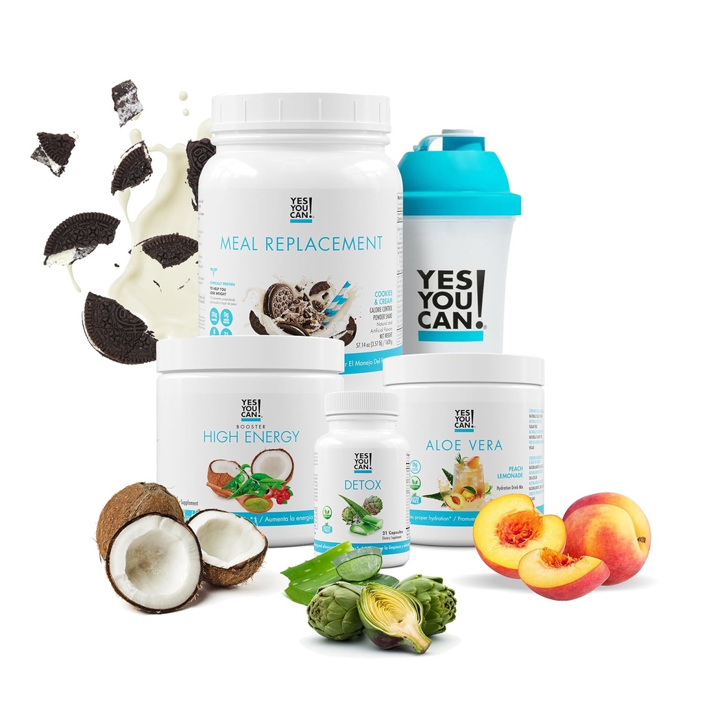 Ja, du kan! Detox Plus Kit, Daglig Rengøring Pure Fiber Meal Erstatning Drink Mix, Ryst Booster & Supplement, Kropsanordning Kit til mænd og kvinder