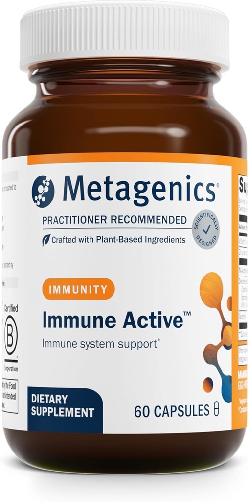 Metagenics Immunactive - Quercetin, NAC, Zink, EGCG & C-vitamin - understøtter immunforsvar, antioxidant forsvar & glutathion produktion - ikke-GMO & gluten- fri - 30 Servere