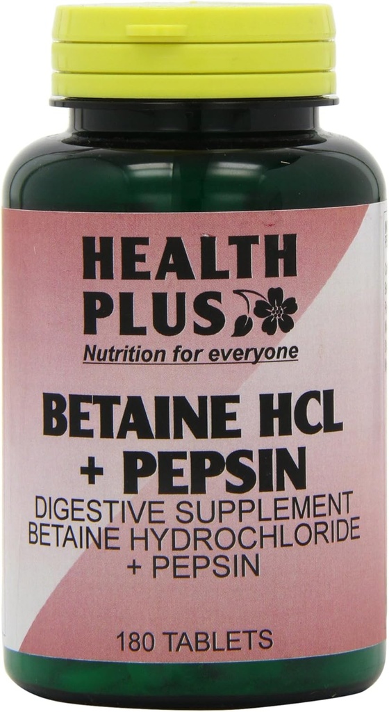 Sundhed Plus betain Hcl + pepsin fordøjelsestilskud - 180 tabletter