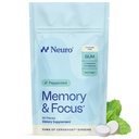 Neuro Memory & Focus Gum (90 stykker) - Decaf & Sugar Free med amerikansk Ginseng, L theanin, vitamin B12 & vitamin B6 for mental alerness - Brain Kosttilskud til hukommelse og fokus - pebermynte Flavor