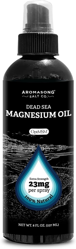 Aromasong Extra Strength Ultra- Pure Magnesium Spray + OptiMSM (23mg Magnesium i hvert Spray) 8 Oz, kendt for at blive brugt til ben discomfort og fremmer rolig søvn...