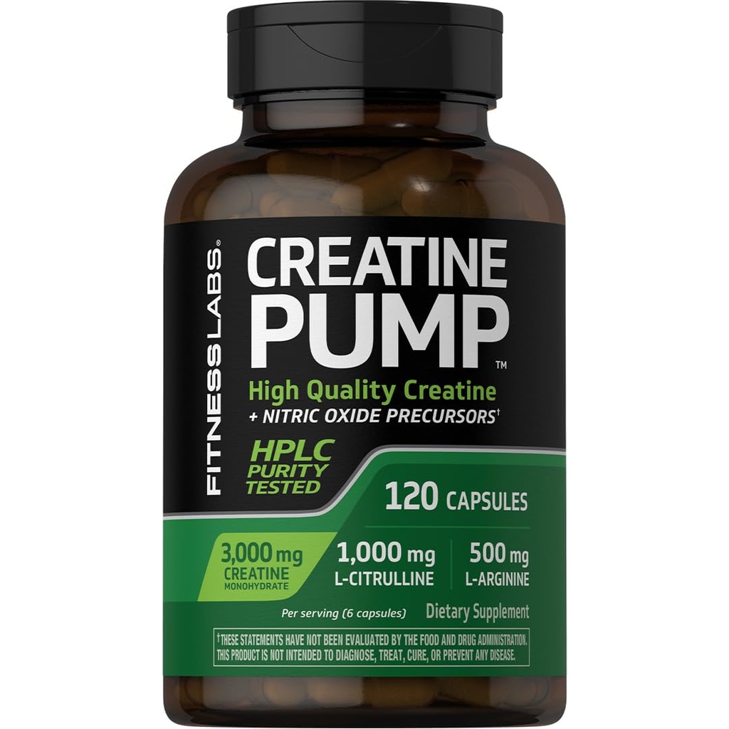 Fitness Labs Creatine Capsules ttesmå 124; 120 Greve ttesmå 124; 3000mg ttesmå 124; German Creatine Monohydrat MSD 124; Creapure MSD 124; Pump Supplement MSD 124; Plus Nitric Oxide Precursor MSD 124; HPLC Testet MSD 124; Non- GMO