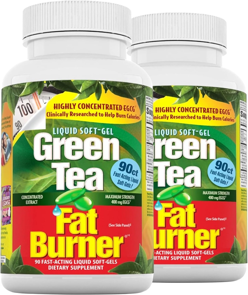 Anvendt Nutrition Green Tea Fat Burner - 90 Liquid Soft- Gels, pakke af 2 - Øger kalorie Burning & leverer kraftfulde antioxidanter - 90 Total Servering