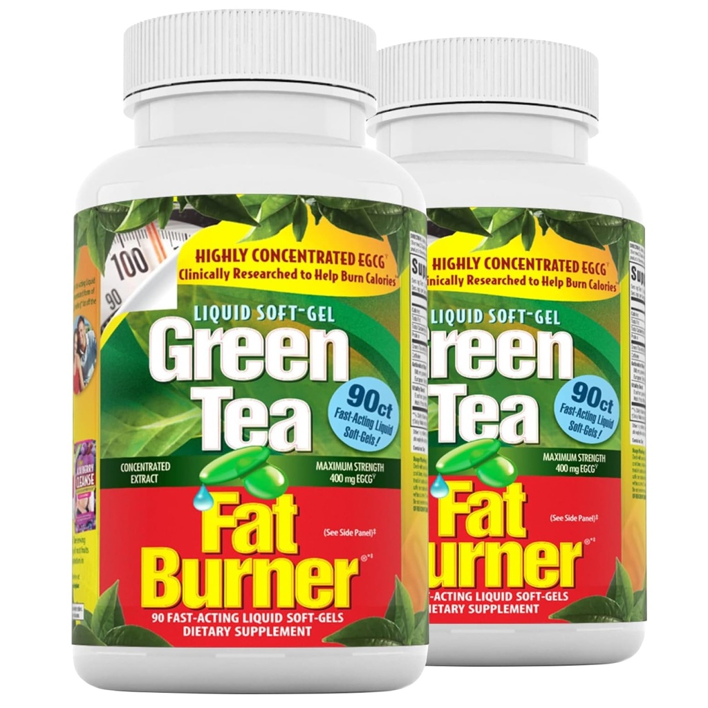 Anvendt Nutrition Green Tea Fat Burner - 90 Liquid Soft- Gels, pakke af 2 - Øger kalorie Burning & leverer kraftfulde antioxidanter - 90 Total Servering