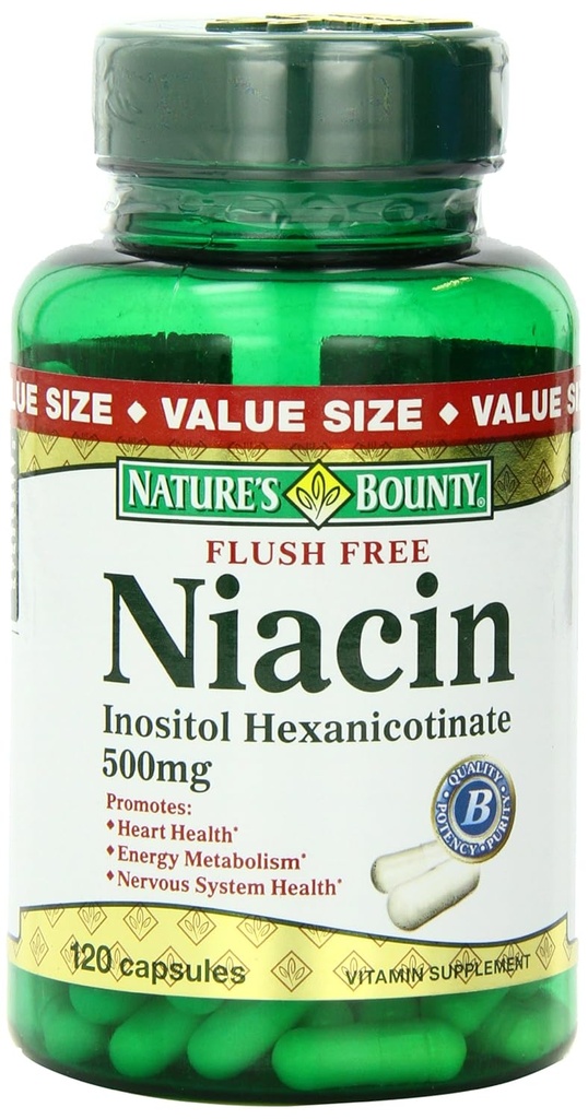 Nature 's Bounty Flush Free Niacin 500 mg, 120 Greve