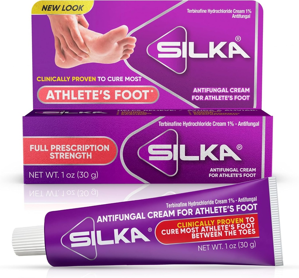 SILKA Anti- Fungal Cream, Klinisk Anti- svamp Foot Treatment, Jock Itch & Ringorm Remedy, Maksimal styrke, Fastvirkende Relief fra klø og brændende, 1 Oz