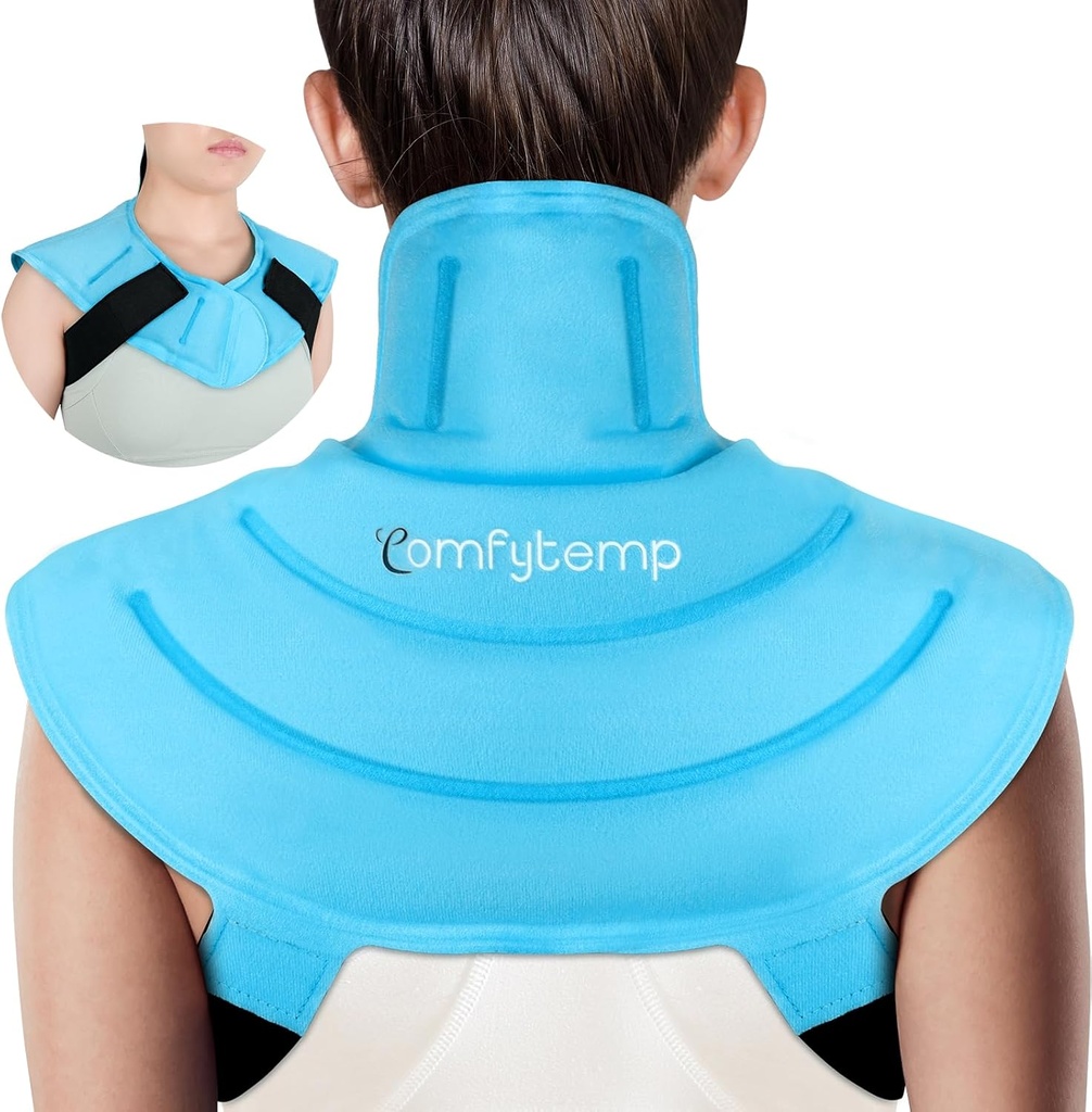 Comfytemp Ice Pack til Neck Shoulders Pain Relief med Straps, Genanvendelige Gel Shoulder Ice Pack Wrap, Cold Compression Physical Therapy Recovery for Upper Back, Cervical Skader (S)