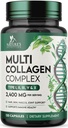 Multi Collagen Supplement 2400 mg - hydrolyseret type I, II, III, V & X Multi Collagen Pills Complex, Collagen Peptider Kosttilskud, hår, hud, negle, og fælles supporttillæg, non-GMO - 120 kapsler