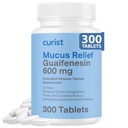 Curist Guaifenesin 600 mg Extended Release Tablets (300 Dye- Free Tablets) - Expectorant Mucus Relief, Generisk Guaifenesin 600 mg, (Bulk Pack)