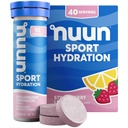 Nuun Sport Electrolyte Tablets med Magnesium, Calcium, Kalium, Chlorid & Natrium, Gluten Free & Vegan, Strawberry Lemonade, 4 Pack (40 Servere i alt)