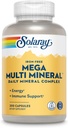 SOLARAY Mega Multi Mineral, Iron Free - Daily Mineral Supplement w / Trace Minerals, Electrolytes, Calcium, Magnesium, Zink, Selen, Boron -Cellular Energy, immunforsvar, 60- Day Garanti, 50 Serv