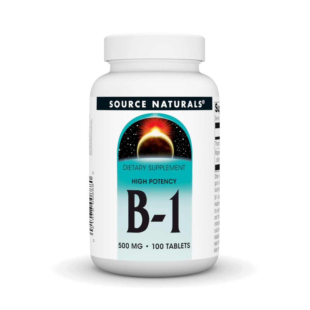 Source Naturals Vitamin B-1 Thiamin 500mg High Potency, 100% Pure - 100 tabletter
