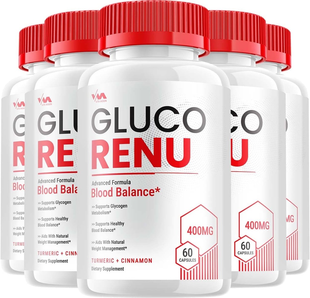 (5 Pack) Gluco Renu Supplement, GlucoRenu Capsule - Advanced Formula Gluco Renu, GlucoRenu Maximum Strength Reviews, 300 Capsules