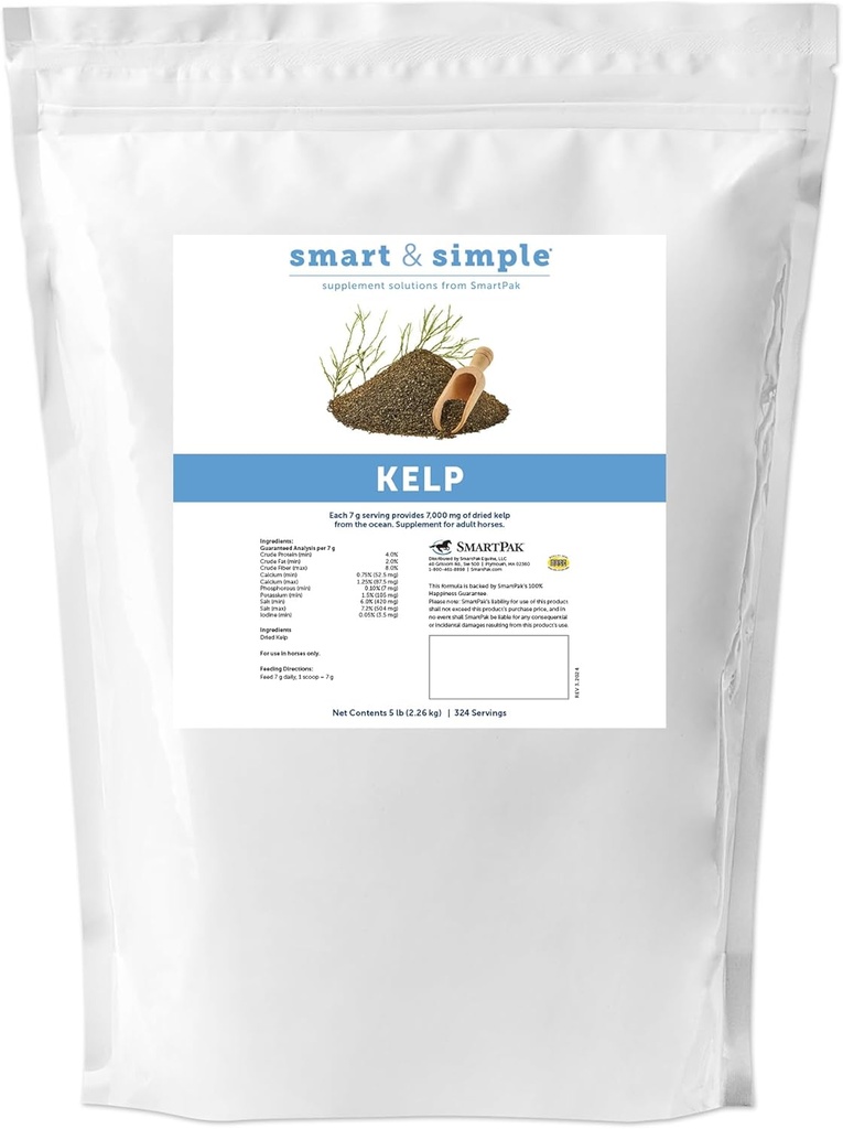 Smart & Simple Kelp Måltid for Heste Budd124; Seaweed Vitamin og Mineral supplement til Heste Budd124; Giver calcium, fosfori, kalium og mere Budding124; 324 Servering Budding124; 5lb