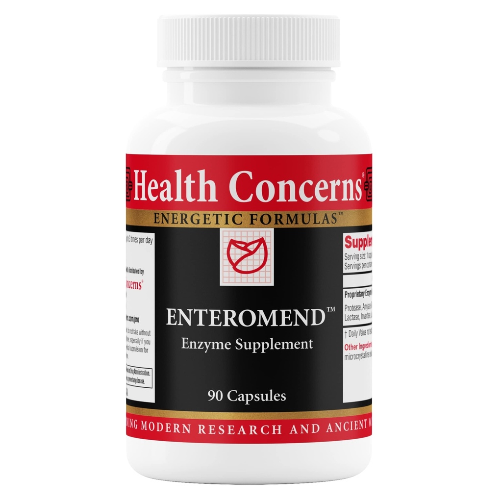 Sundhedsmæssige bekymringer Enteromend - fordøjelsesenzymer supplement for Gut sundhed, Bloating & Food Sensitivitet Relief - Intestinal & fordøjelsesstøtte - Protease, Amylase, Lactase & Peptidase - 90 Kapsler