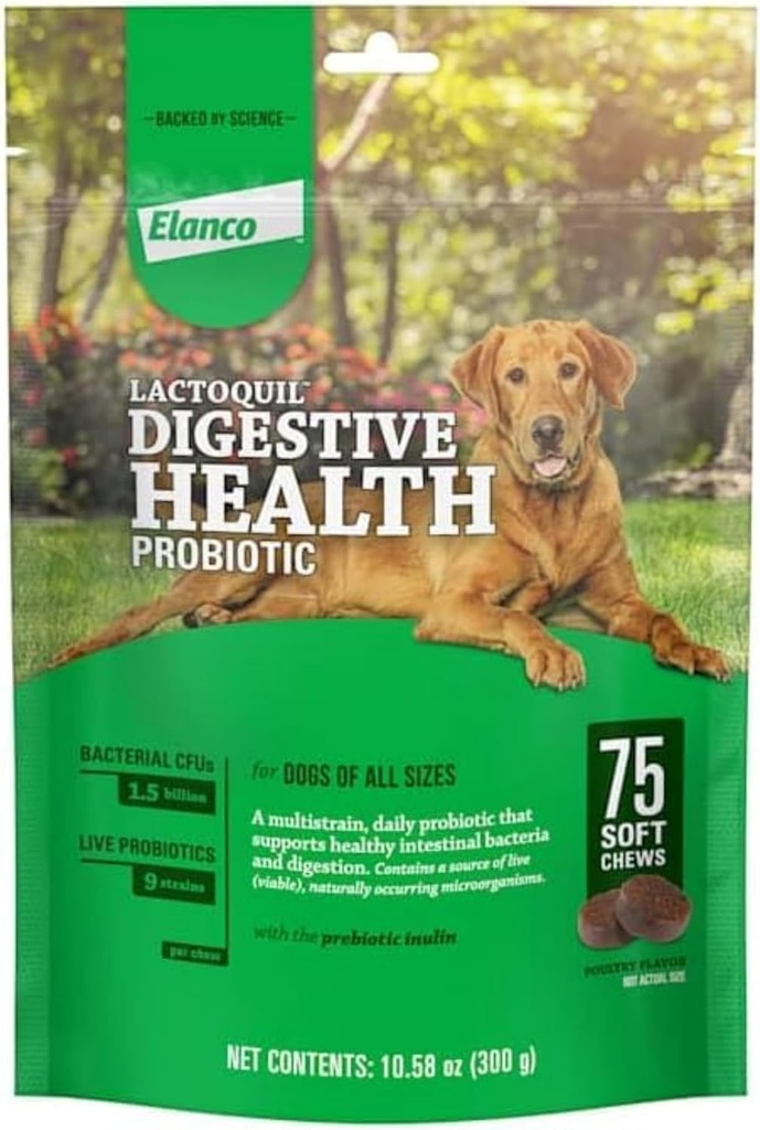 Elanco Lactoquil Soft Chews Diguestive Health Probiotisk supplement til hunde, 75 Greve