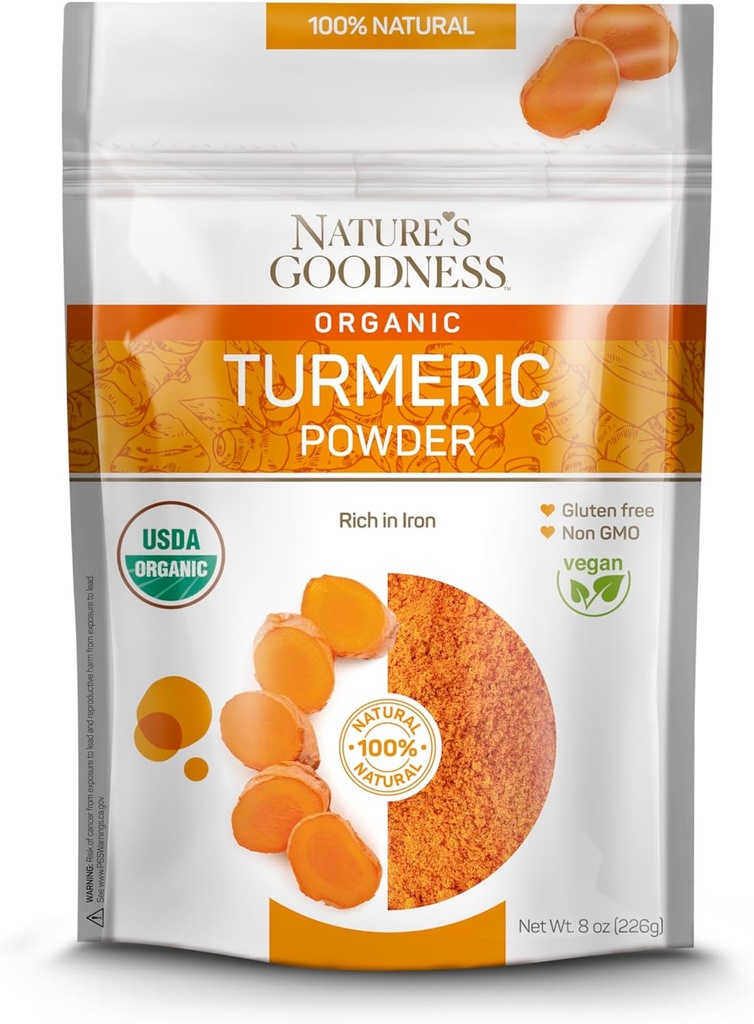 Naturens godhed Økologisk gurkemeje Pulver • 124; Pure Ground Curcuma Root Spice • 124; Raw Vegan Gurkemeje Curcumin Beuring Rich in Vitamin & Natural Antioxidants • 124; Non- GMO Gluten- Free 8 oz