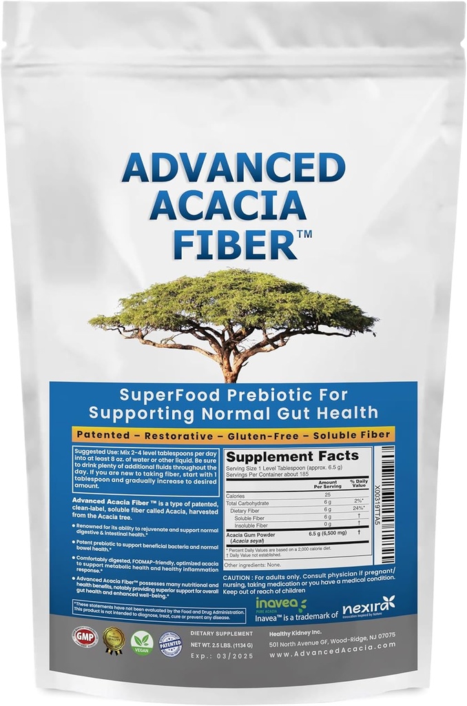 Avanceret Acacia Fiber Powder Bundle 2,5 Ibs (40oz) Opløselig Fiber Leaky Gut Reparation Pulver + DGL Licence Supplement: Mave Relief, Leaky Gut Reparation, DGL pulver til fordøjelig restaurering, Acid Relief