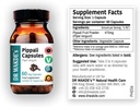 DR WAKDE 's Pippali Kapsler (Lang peber, 60 Veg Caps, Plant- baseret supplement, Ayurvedic Herb, All Natural, Vegan)