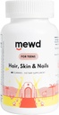 MEWD Teen og børn Hår, Hud + negle Daily Multivitamin Gummy Styrker Formel - Chewable Vitamin Kosttilskud med Biotin, Zink, Vitamin A, B, & D3 for piger og drenge, 60, Made in USA